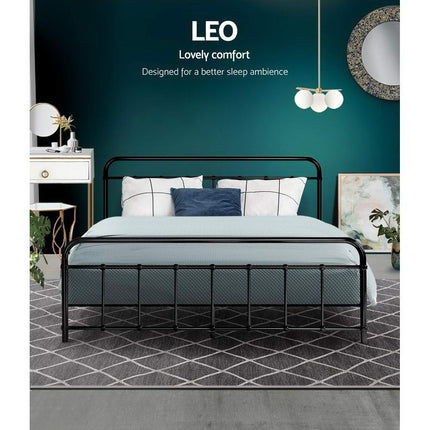 Artiss Bed Frame Metal Bed Frame LEO - Queen (Black).