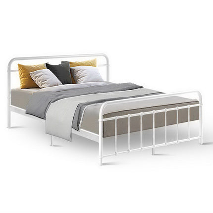 Artiss Bed Frame Metal Bed Frame LEO - Queen (White).