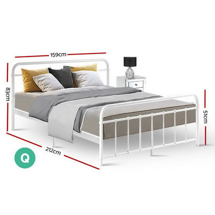 Artiss Bed Frame Metal Bed Frame LEO - Queen (White).