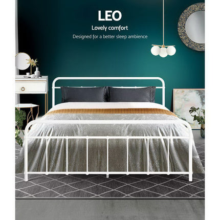 Artiss Bed Frame Metal Bed Frame LEO - Queen (White).