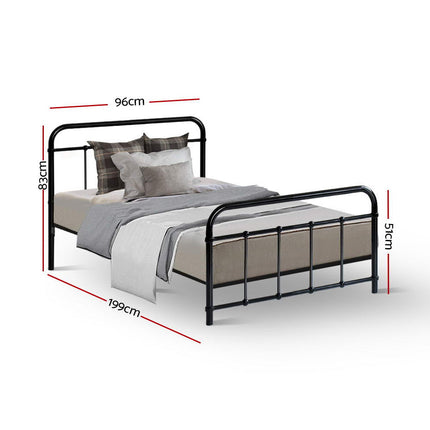 Artiss Bed Frame Metal Bed Frame LEO - Single (Black).