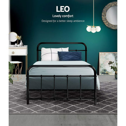 Artiss Bed Frame Metal Bed Frame LEO - Single (Black).