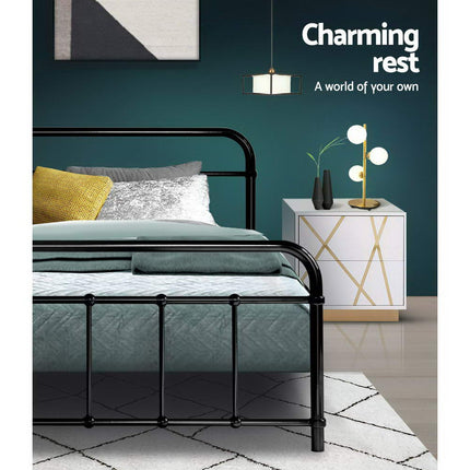 Artiss Bed Frame Metal Bed Frame LEO - Single (Black).