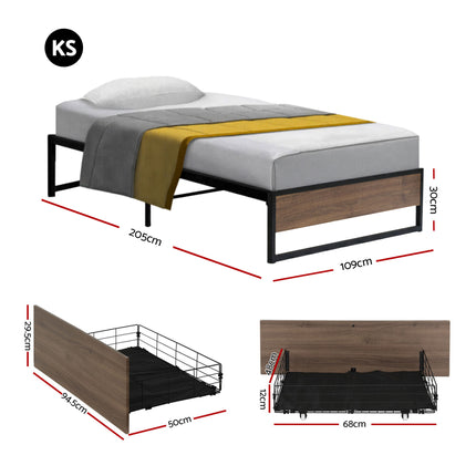 Artiss Bed Frame Metal Frame King Single Bed Base 2 Drawers OSLO.