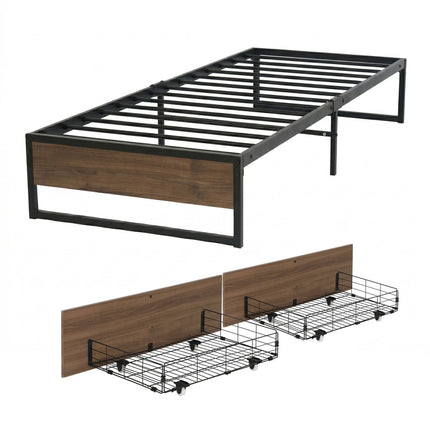 Artiss Bed Frame Metal Frame King Single Bed Base 2 Drawers OSLO.
