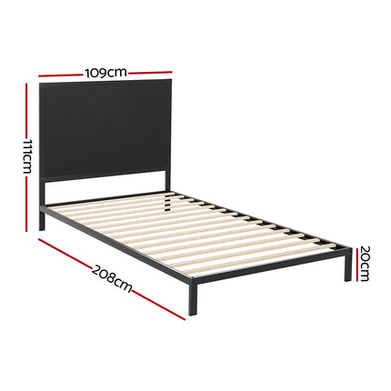 Artiss Bed Frame Double Size Metal Base Mattress Platform Foundation Black PAULA.