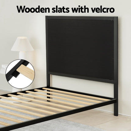 Artiss Bed Frame Double Size Metal Base Mattress Platform Foundation Black PAULA.