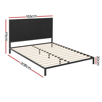 Artiss Bed Frame Double Size Metal Base Mattress Platform Foundation Black PAULA.