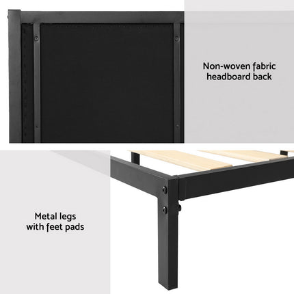 Artiss Bed Frame Double Size Metal Base Mattress Platform Foundation Black PAULA.