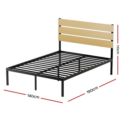 Artiss Bed Frame Double Size Metal Base Mattress Platform Foundation Black PAULA.