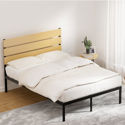 Artiss Bed Frame Double Size Metal Base Mattress Platform Foundation Black PAULA.
