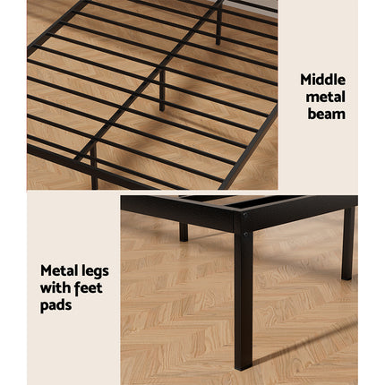Artiss Bed Frame Queen Size Metal Base Mattress Platform Foundation Black PAULA.