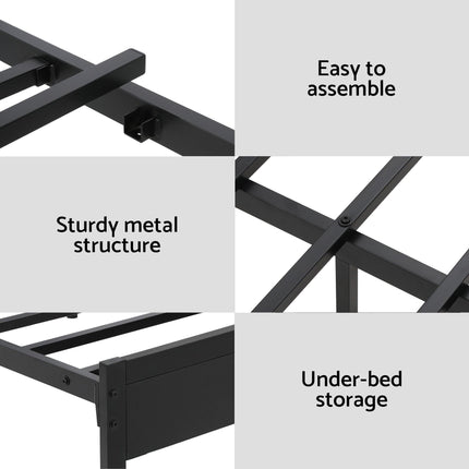 Artiss Bed Frame Double Size LED Metal Bed Base with Charging Station.