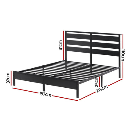 Artiss Bed Frame Queen Size LED Metal Bed Base with Charging Station.