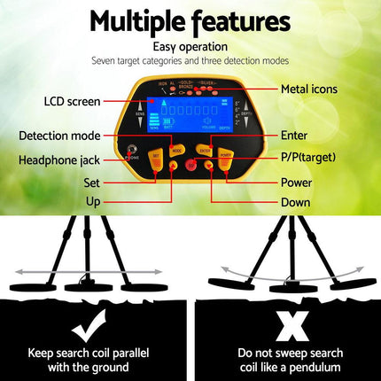 Metal Detector 180MM Deep Sensitive Waterproof Pinpointer Treasure Hunter Yellow.