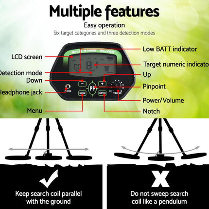 Metal Detector 220MM Deep Sensitive Waterproof Pinpointer Treasure Hunter.