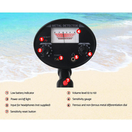 Metal Detector 180MM Deep Sensitive Waterproof Pinpointer Treasure Hunter Black.