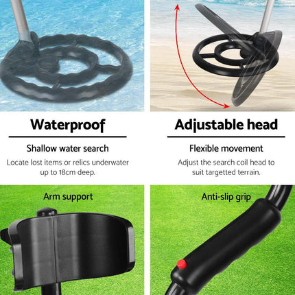 Metal Detector 180MM Deep Sensitive Waterproof Pinpointer Treasure Hunter Black.