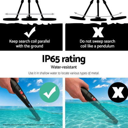 Metal Detector 180MM Deep Sensitive Waterproof Pinpointer Treasure Hunter Black.