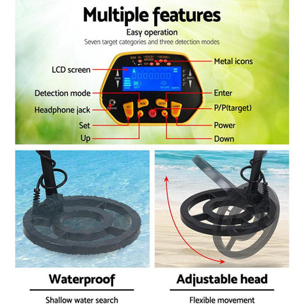 Metal Detector 180MM Deep Sensitive Waterproof Treasure Hunter Gold Digger Yellow.
