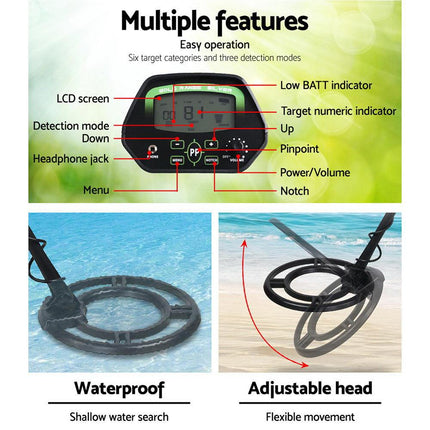 Metal Detector 220MM Deep Sensitive Waterproof Treasure Hunter Gold Digger.
