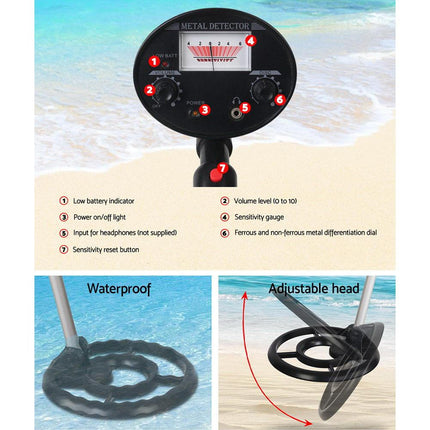 Metal Detector 180MM Deep Sensitive Waterproof Treasure Hunter Gold Digger Black.
