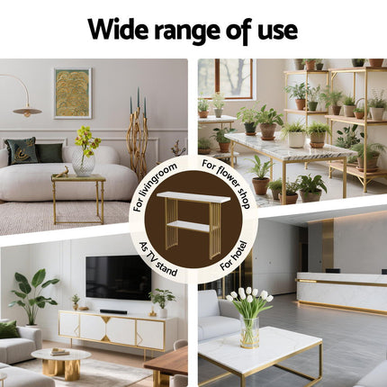 Artiss Console Table Marble Effect White&Gold.
