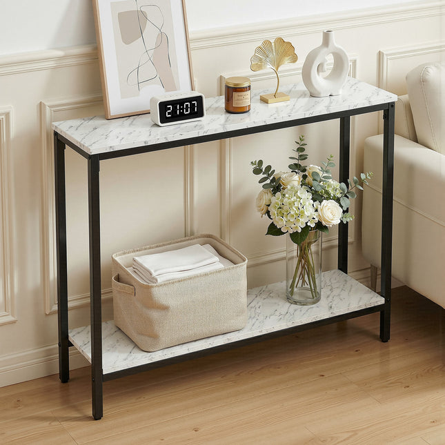Artiss Console Table Entryway Hallway Display Desk Marble Effect White.