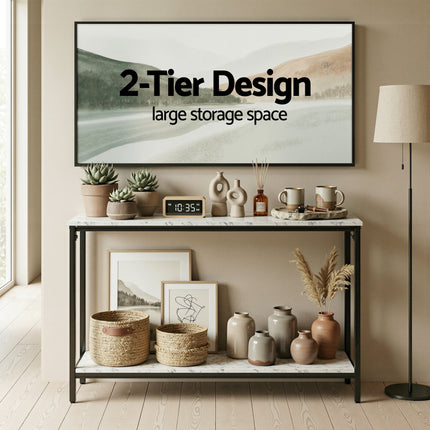 Artiss Console Table Entryway Hallway Display Desk Marble Effect White.