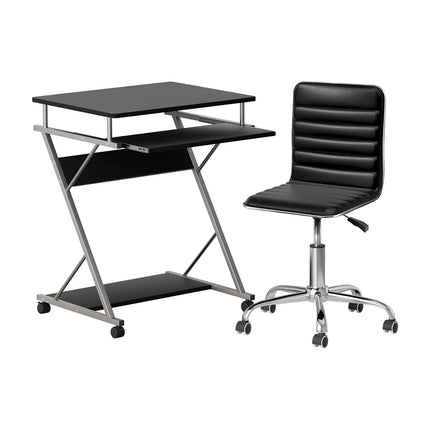 Artiss Computer Desk Office Chair Set Desks with Keyboard Shelf Try Black.