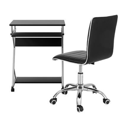 Artiss Computer Desk Office Chair Set Desks with Keyboard Shelf Try Black.