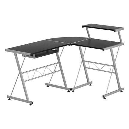 Artiss Computer Desk L-Shape Keyboard Tray Shelf Black.