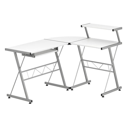 Artiss Computer Desk L-Shape Keyboard Tray Shelf White.