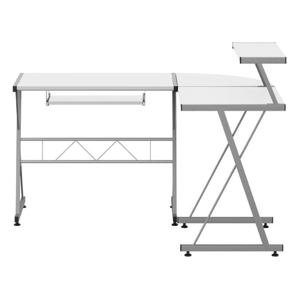 Artiss Computer Desk L-Shape Keyboard Tray Shelf White.