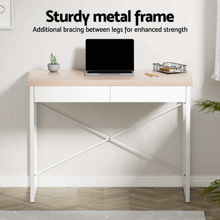 Artiss Computer Desk Drawer Storage Oak 100CM.