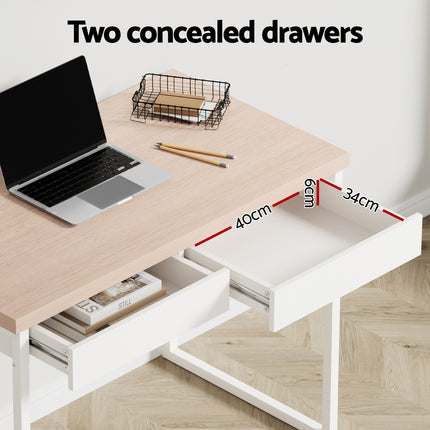 Artiss Computer Desk Drawer Storage Oak 100CM.