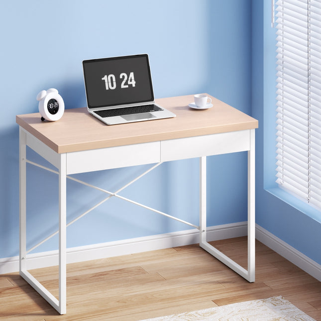 Artiss Computer Desk Drawer Storage Oak 100CM.