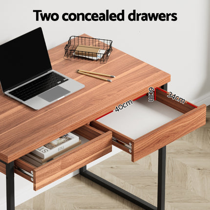 Artiss Computer Desk Drawer Storage Walnut 100CM.