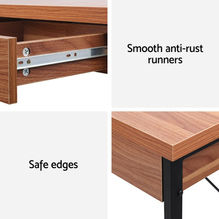 Artiss Computer Desk Drawer Storage Walnut 100CM.
