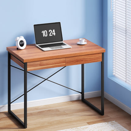 Artiss Computer Desk Drawer Storage Walnut 100CM.