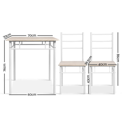Artiss Dining Table And Chairs Set fo 3 Oak.
