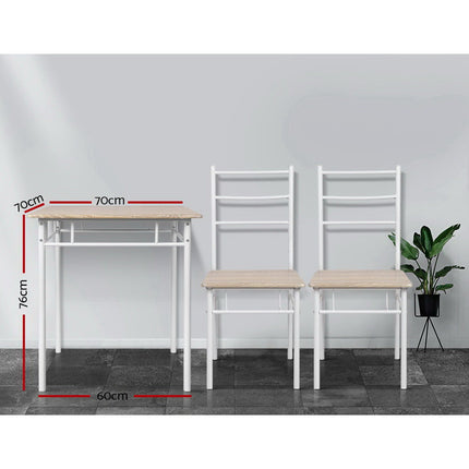 Artiss Dining Table And Chairs Set fo 3 Oak.