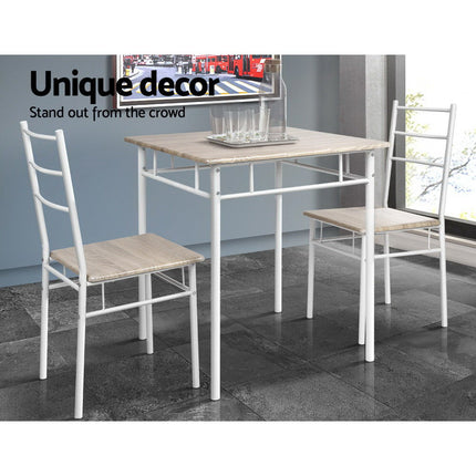 Artiss Dining Table And Chairs Set fo 3 Oak.