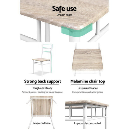 Artiss Dining Table And Chairs Set fo 3 Oak.