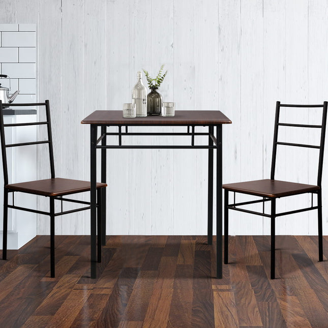 Artiss Dining Table And Chairs Set fo 3 Walnut.