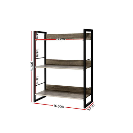 Artiss Bookshelf 3 Tiers - NOE Black and Oak.