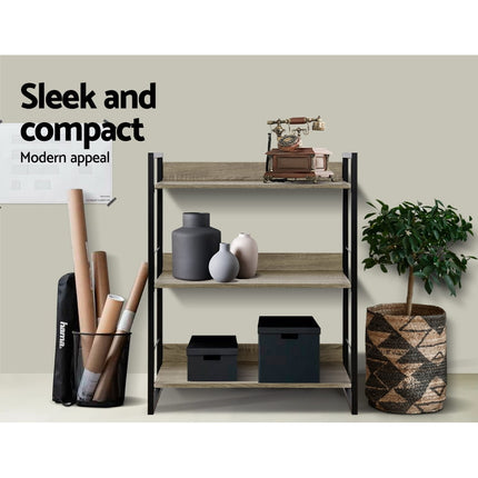 Artiss Bookshelf 3 Tiers - NOE Black and Oak.