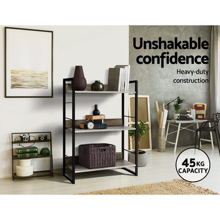 Artiss Bookshelf 3 Tiers - NOE Black and Oak.