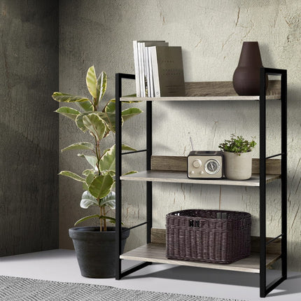 Artiss Bookshelf 3 Tiers - NOE Black and Oak.
