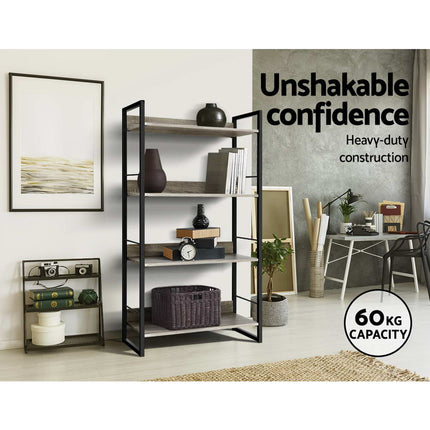 Artiss Bookshelf 4 Tiers - NOE Black and Oak.